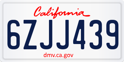CA license plate 6ZJJ439