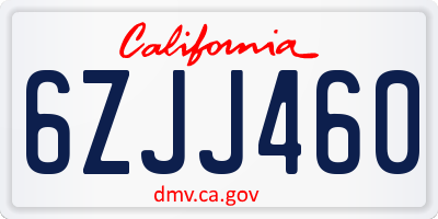 CA license plate 6ZJJ460