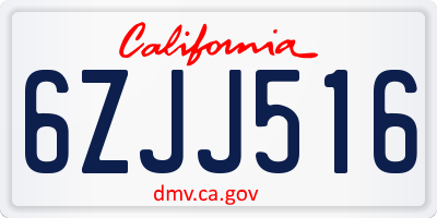 CA license plate 6ZJJ516