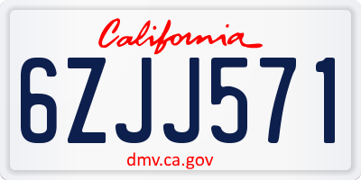 CA license plate 6ZJJ571