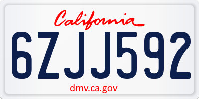 CA license plate 6ZJJ592