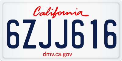 CA license plate 6ZJJ616