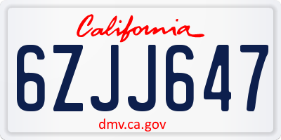 CA license plate 6ZJJ647