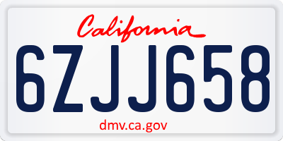 CA license plate 6ZJJ658