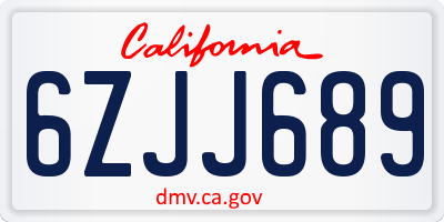 CA license plate 6ZJJ689