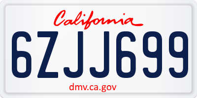 CA license plate 6ZJJ699