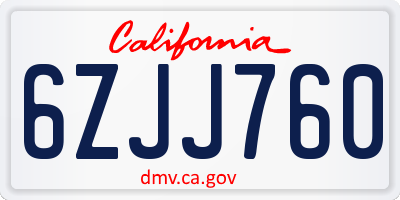 CA license plate 6ZJJ760