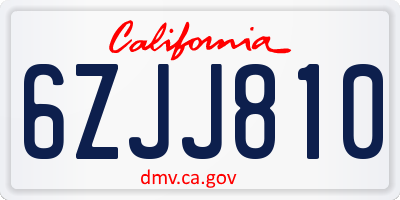 CA license plate 6ZJJ810