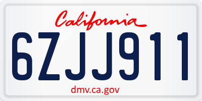 CA license plate 6ZJJ911