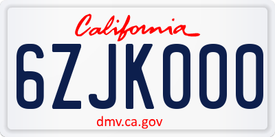 CA license plate 6ZJK000