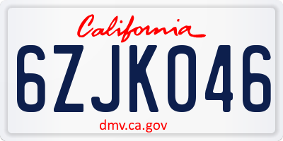 CA license plate 6ZJK046