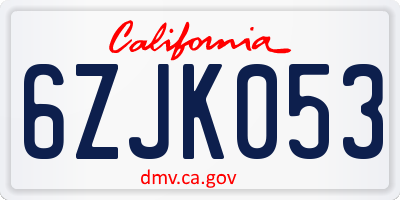 CA license plate 6ZJK053