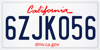 CA license plate 6ZJK056