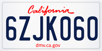 CA license plate 6ZJK060