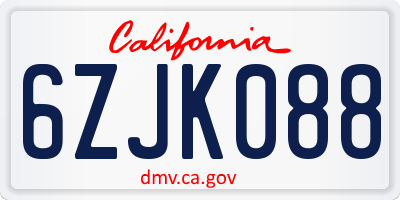 CA license plate 6ZJK088