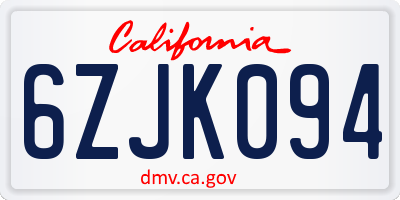 CA license plate 6ZJK094