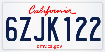 CA license plate 6ZJK122
