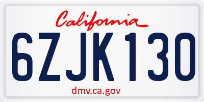CA license plate 6ZJK130