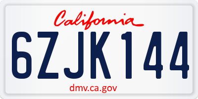 CA license plate 6ZJK144
