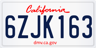 CA license plate 6ZJK163