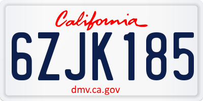 CA license plate 6ZJK185