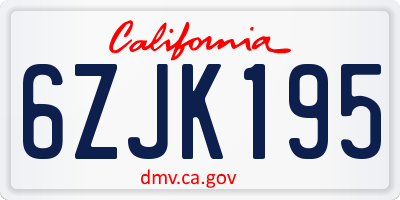 CA license plate 6ZJK195