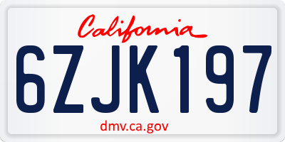 CA license plate 6ZJK197