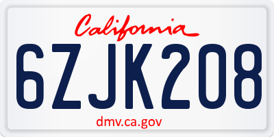CA license plate 6ZJK208