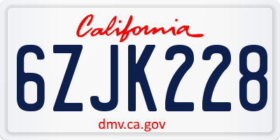 CA license plate 6ZJK228