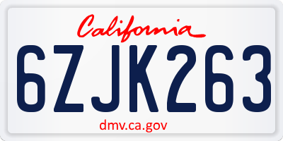 CA license plate 6ZJK263