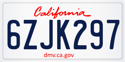 CA license plate 6ZJK297