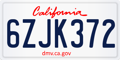 CA license plate 6ZJK372