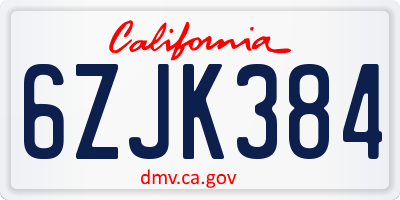 CA license plate 6ZJK384