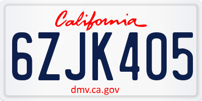 CA license plate 6ZJK405