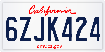 CA license plate 6ZJK424