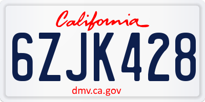 CA license plate 6ZJK428