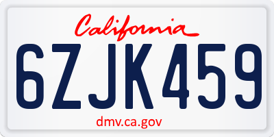 CA license plate 6ZJK459