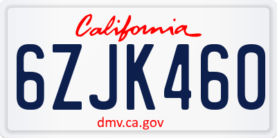 CA license plate 6ZJK460