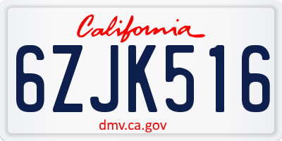 CA license plate 6ZJK516