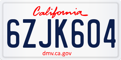 CA license plate 6ZJK604