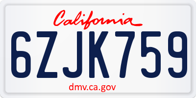 CA license plate 6ZJK759