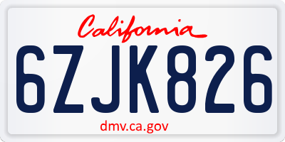 CA license plate 6ZJK826