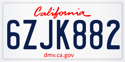 CA license plate 6ZJK882