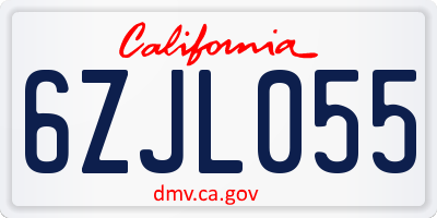 CA license plate 6ZJL055
