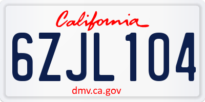 CA license plate 6ZJL104