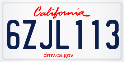 CA license plate 6ZJL113