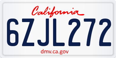 CA license plate 6ZJL272