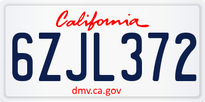 CA license plate 6ZJL372