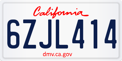 CA license plate 6ZJL414