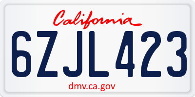 CA license plate 6ZJL423